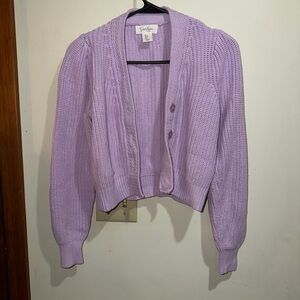 Jessica Simpson Lavender Button-Front Knit Cardigan